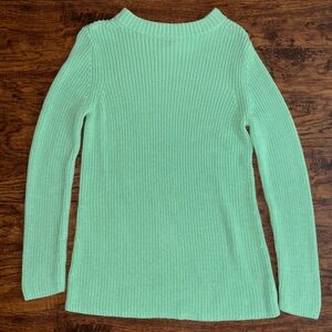 Talbots Light Green Women's Crew Neck Sweater Shaker Knit Mint Green Sweater